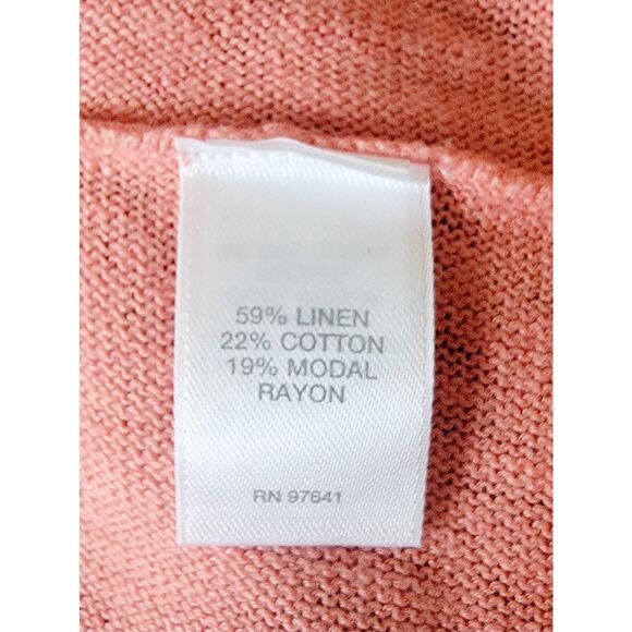 J. Jill L Linen/Cotton‎ Short Open Front Cardigan Womens Coral L/S  Large - Picture 7 of 7